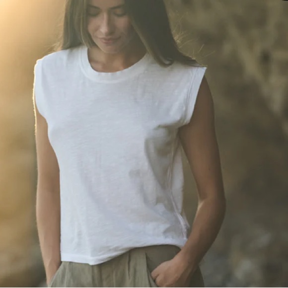 Rowan Tops - Rowan Savannah Cotton Slub Muscle Tank Top white Large NWOT